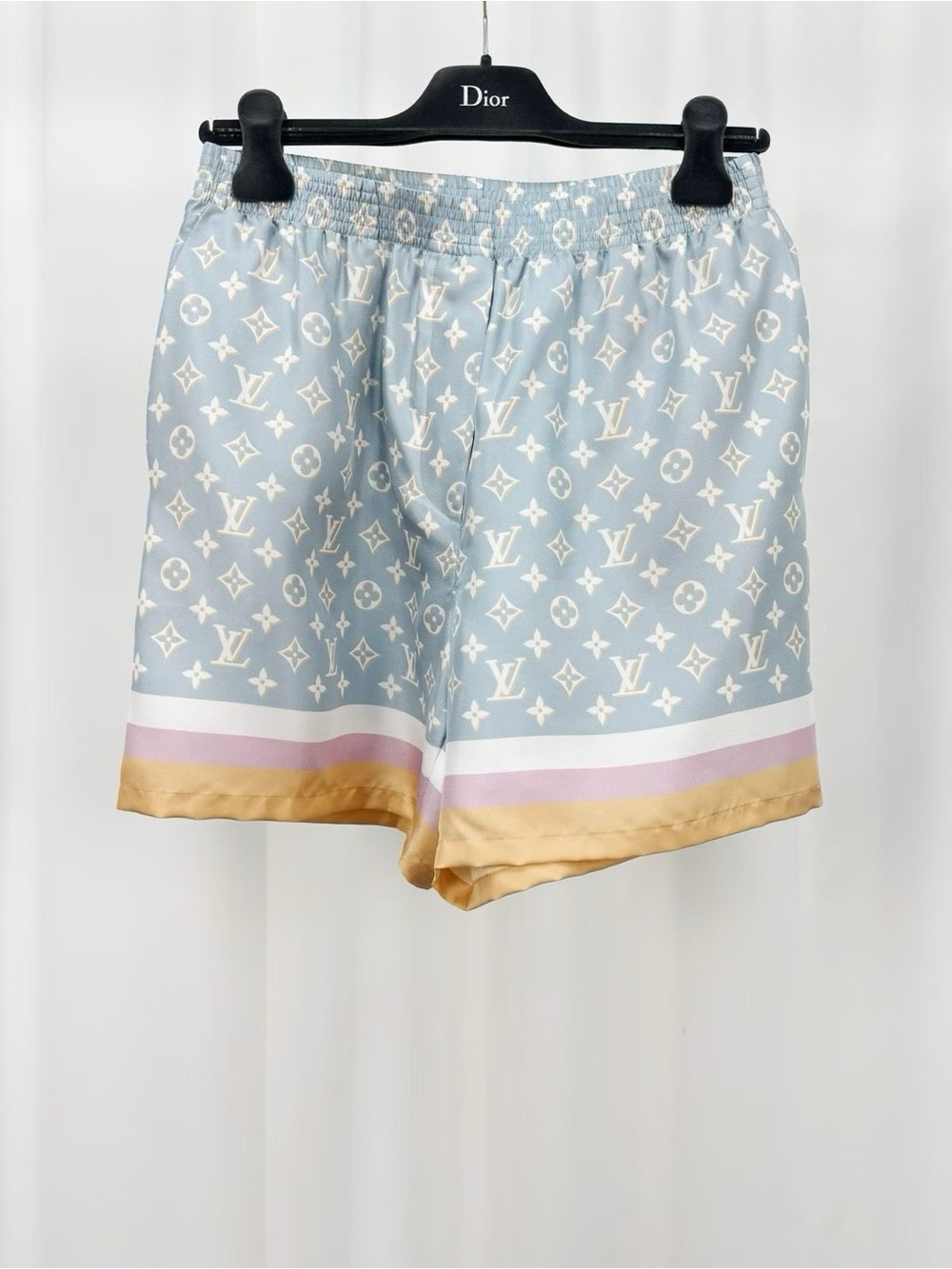 Louis Vuitton Light Blue Monogram Silk-Blend Men's Shorts